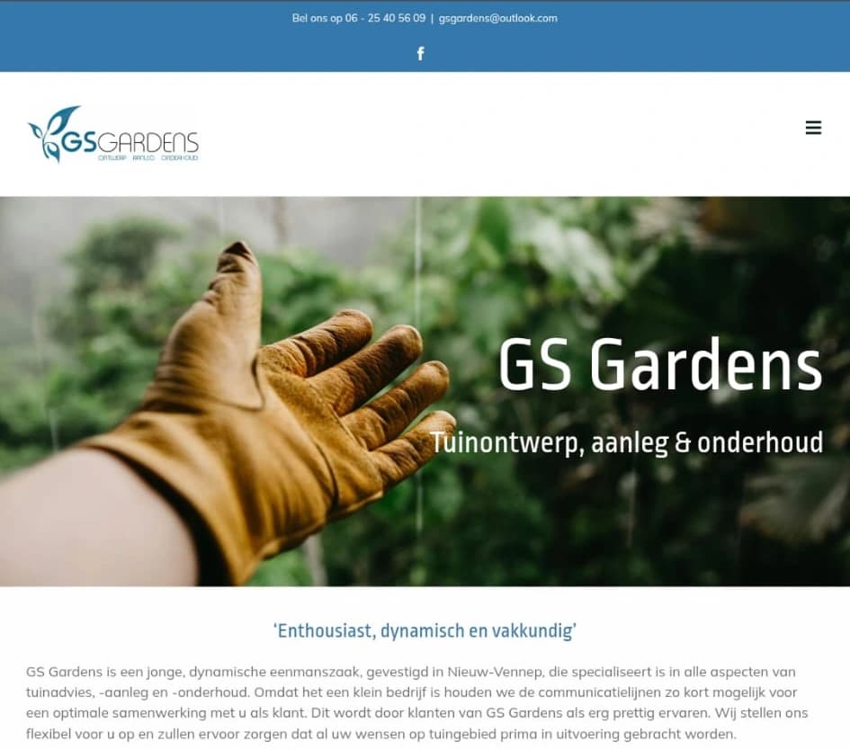 De oude website van GS Gardens