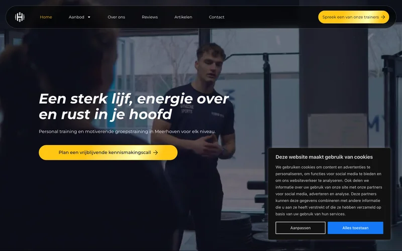 Website van Hybrid Gym — ontworpen door Hilux Media