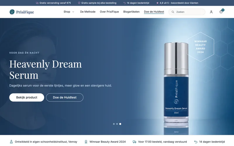 Website van PrisiFique — ontworpen door Hilux Media