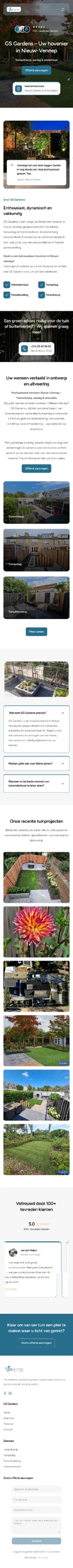 De mobiele website van GS Gardens — ontworpen door Hilux Media