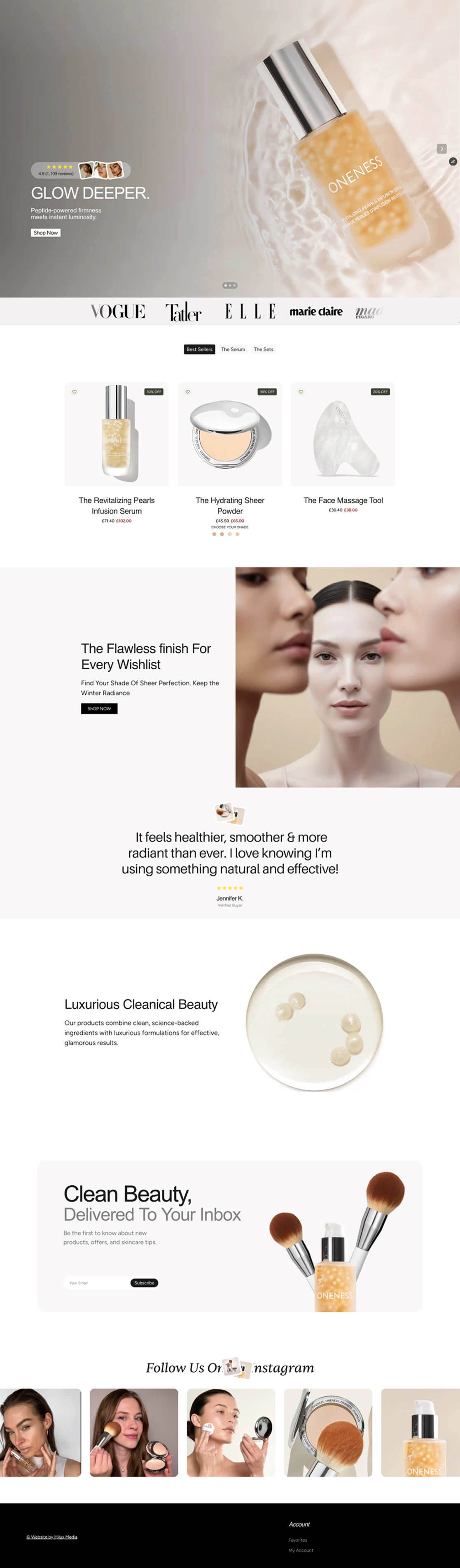 Desktop design preview — Oneness Cosmetics